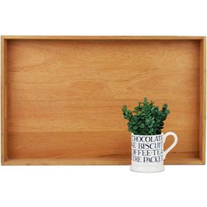 22 x 14 Inches Large Rectangle Teak Wood Ottoman Tray with Handles, Serve Tea, Coffee, Classic Wooden Decorative Serving Tray