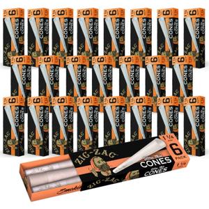 ZIG-ZAG Pre Rolled Cones - Ultra Thin Cones 1 1/4 Size - 24 Pack (6 Cones Per Pack) 144 Cones