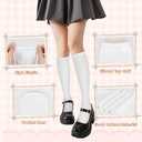 Zzxlw Girls Knee High Socks Kids Soccer Over the Calf Football Baseball Softball Black and White Cotton Socks School Uniform Athletic Youth 3 Pairs 4-8 Years (Black)