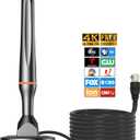 Digital TV Antenna for Smart Tv Indoor TV Antenna for Tv Without Cable with Strong Magnetic Base, 360 Reception HD Antenna for TV Indoor 4k -10FT Long Cables (Milky)