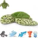 Niuniu Daddy 20" | 3.3 Pound Weighted Sea Turtle Stuffed Animals for Kid, Fluffy Weighted Sea Turtle Plush Toy for Toddler Teen Adult, Large Green Plushies Pillow with Soft Fur for Christmas Birthday
