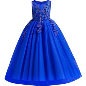 Little Big Girl Flower Tulle Dress Princess Pageant Birthday Party Wedding Formal Floor Long Dance Evening Maxi Gown (5-6 Years, Royal Blue)