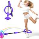 Ankle Skip Ball for Kids, Foldable Skip Ball with Colorful Flash Wheel, Indoor & Outside Game Toys, Christmas Birthday Gifts Toys for Girls and Boys Age 4 5 6 7 8 9 10 Years Old (Purple)