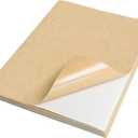 NATURALABEL 100 Sheets Printable Kraft Sticker Paper for Laser & Inkjet Printers - Full Sheet Self-Adhesive Craft Labels, Matte, Letter Size (8.5" x 11")