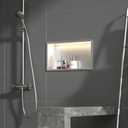 Led Shower Niche 24" X 12" Brushed 304 Stainless Steel with Lighting Waterproof No Tile Need Shower Niche for Bathroom Recessed Wall Shelf