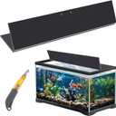 Sieral Aquarium Polycarbonate Canopy Set 35.13 x 17.13 x 0.12 Inch for 50/65/84 Gallon Without Center Brace Aquariums Cover Fish Tank Lid with a Hook Knife, Black