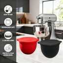 2PC Silicone Bowl Liners for 5 Qt KitchenAid Mixers - Thickened and can be stood upright, non-foldable-Non-Slip With Lids, Heat-Resistant Insert, Easy to Clean, Protects Mixing Bowl (Red+Black)