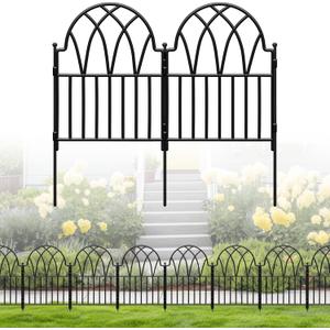 19 Pack Decorative Garden Fence Panels - 20.07 Ft Black Arched Metal Landscape Border Edging with Floral Design,No-Dig Rustproof Wire Fencing for Flower Beds, Patios, Dog, Yard, Outdoor