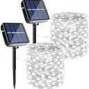 Joomer Solar Fairy Lights, 2-Pack Total 80FT 240LED Solar String Lights Outdoor Waterproof 8 Lighting Modes for Patio Fence Party Garden Yard Home Holiday Tree Outdoor Decoration (White)