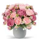 Artificial Peonies Silk Flowers, Pink Faux Peony Bouquet 2 Bundles Florals Arrangements Decor for Farmhouse Home Boho Wedding Table Centerpiece, Fake Plastic Flower Bulk for Vase Decoration (Mix Pink)