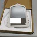 11.8" x 9.6" Small White Arched Vanity Mirror, Vintage Makeup Mirror Baroque Style Arendahl Carved Mirror with Frame for Desk Decorative Table Aesthetic for Dresser,Bedroom,Living-Room