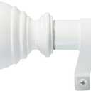 Decopolitan Ball Single Telescoping Drapery Rod Set, 36-72-Inches, White