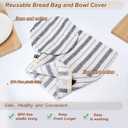 [2Pack+1]Bread Bags for Homemade Bread Sourdough with Bowl Cover, Reusable Linen Bread Storage Bag - Plastic Lined[ 16"x 12"]