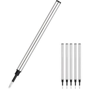 HeTaoCat Gel Rollerball Pen Refills, Roller Ball Fine Point 0.5mm, Black Ink Refill Pack of 5 - Replaceable Ballpoint Pen Refills Medium Point (Black)