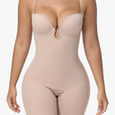 Strapless Shapewear for Women Backless Bodysuit Tummy Control Built-in Bra Low Back Deep U Plunge Body Shaper,L