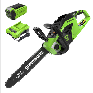 Greenworks Tools Cordless Chain Saw, Brushless Motor, 40-Volt Battery & Charger, 14-In. 14 In.
