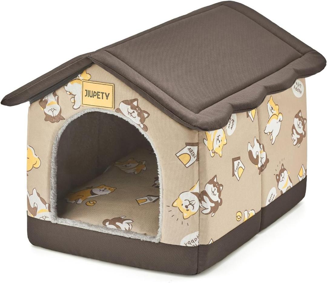Jiupety Dog House Indoor, XL Size Indoor Dog House for Medium and Large Dog, Warm Cave Sleeping Nest Bed for Cats and Dogs, Brown
