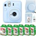 Fujifilm Instax Mini 12 Camera with Fujifilm Instant Mini Film (60 Sheets) Bundle with Deals Number One Accessories Including Carrying Case, Photo Album, Stickers (Pastel Blue)