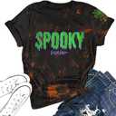ELDPS Halloween Shirts Women: Embroidered Spooky Season T Shirt Retro Spooky Graphic Short Sleeve Tops Size S