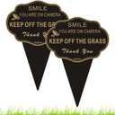 Keep Off The Grass Sign 2 Pack, 14X10 Double Sided Smile You Are on Camera Stay off Grass Sign For Yard With Integrated Stake No Poo or Pee on Lawn Heavy Duty Aluminum for Outdoor Use