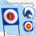A11N SPORTS Axe Throwing Game with Steel Frame and Bristle Target, Safe Indoor Outdoor Target Game Set, Adjustable Height Yard Game with Axes & Stars for Backyard, Lawn, or Party Play (Blue/Red), Medium to Large