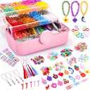 Amazon.com: 18500+ Bracelet Making Kit Rubber Band, 26 Colors Rubberband Bracelet Kit with 3 Layer Container Includes Glow-in-The-Dark Rubber Bands, Bracelet Making Refill Kit Stocking Stuffers for Kids(Pink)