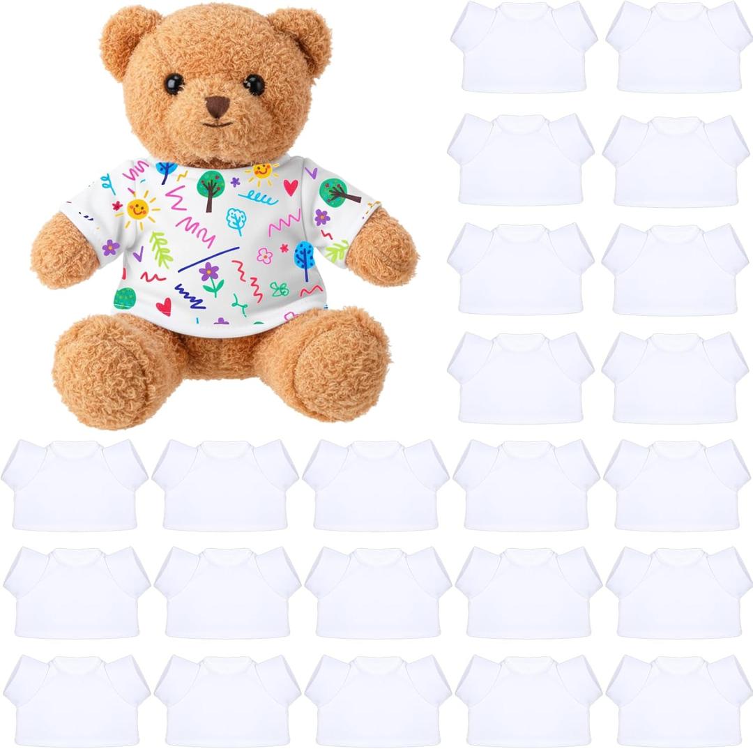 24 Pcs DIY Teddy Bear Clothes Bulk White Blank Stuffed Bear Clothes Plush Dolls Blank Clothing for 14-16 Inch Stuffed Bears Dolls DIY Giveaways Gift Bags Party(Shirt)