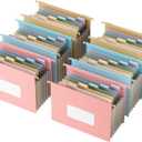 Wheat Straw Expanding Hanging File Folders, 3 Color File Organizer, 1.2" Accordion Pockets, Large Capacity, Letter Size for Filing Cabinet, 100% BPA Free, Return to Nature, Healthy Living-6 (Yellow & Blue & Pink)