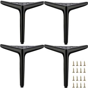 7 inch /18cm Matte Black Metal Furniture Legs Set of 4, Modern Style Furniture Legs, DIY Replacement for TV Stand, Sofa, Chair, Cabinet Cupboard
