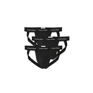 Calvin Klein Cotton Stretch 3-Pack Jock Strap, Large, 3 Black