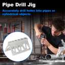 Handheld Pipe Drill Jig for Pipes or Cylinder Pipe, Bridge Pipe Drilling Guide Block Triangle Window Cutouts, Handheld Drilling Guides Jig for Bit on Cylinder Centering Tool