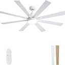 Large Ceiling Fans with Lights and Remote - 62 Inch White Ceiling Fan with Light, Quiet DC Motor, 3 CCT,Modern Dimmable LED Lighting & Large Ceiling Fans for Living Room Patio, Indoor/Outdoor