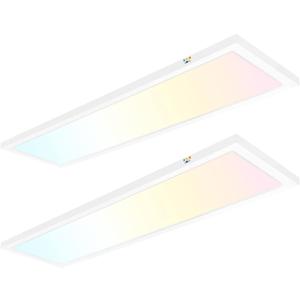 hykolity 1x4 FT LED Flat Panel Selectable CCT Flush Mount Light,4800lm,48W Dimmable Ultra Slim Edge-Lit Ceiling Light, 3000K/4000K/5000K Built-in Driver Surface Mount Lights for Kitchen Garage,2 Pack (White)