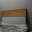 Cat Litter Box Enclosure Furniture with Divider, Handwoven Rattan Litter Box with Mat, 31.2 x 19.6 x 24.2 Inches, Metal Heightened Feet, Hidden Cat House for Living Room, Bedroom (Natural)