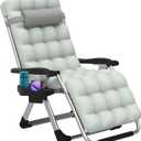 ZENPETIO Zero Gravity Lounge Chair, Foldable Outdoor Recliner with Detachable Cushion, Portable Anti Gravity Lounger for Camping, Patio, Poolside, Lawn - Grey