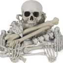 MOKRY PARTY Bag of Bones Halloween Life Size Skeleton Skull for Decoration and Spooky Graveyard 28 PCS