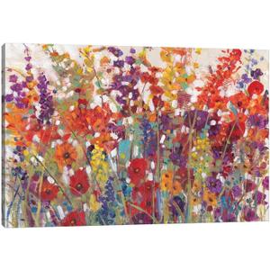 TIMUBA Flower Canvas Wall Art Bathroom Artwork - Botanical Flowers Paintings for Wall Decoration, Colorful Watercolor Pictures Prints Art Living Room Decor Ready to Hang 12"x18"