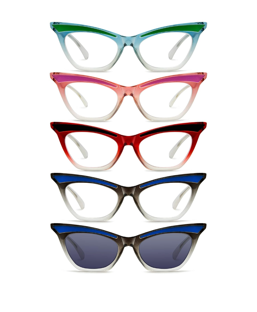 Pack Stylish Cat Eye Reading Glasses for Women - Cute Ladies Reader
