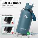 Swigina [2-IN-1 LID] 64 oz Insulated Water Bottle with Silicone Boot (48hrs Cold/24hrs Hot) - DIY Stickers, Leakproof, BPA Free, Half Gallon