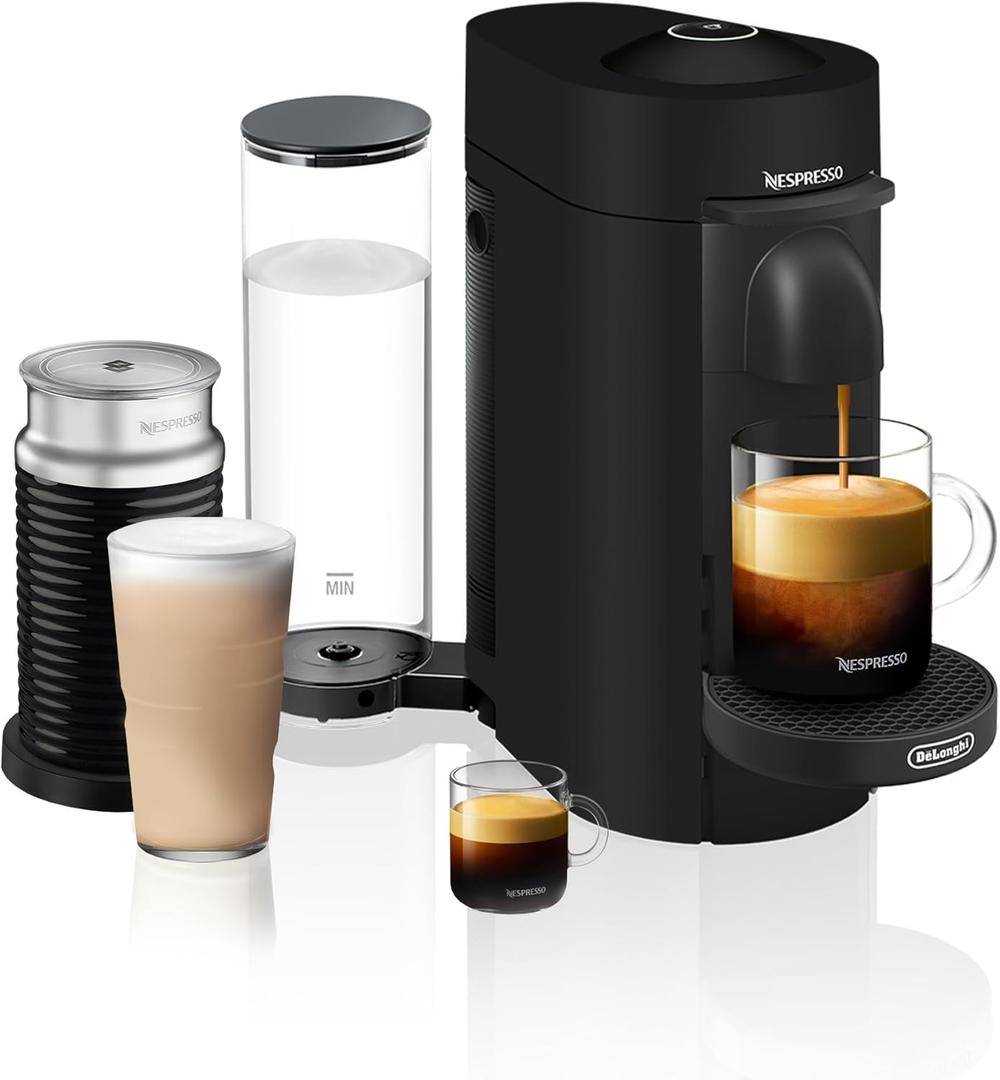 Nespresso VertuoPlus Coffee and Espresso Machine by De'Longhi with Milk Frother, Ink Black