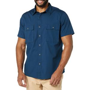 Amazon Essentials Mens Slim-Fit Short-Sleeve Two-Pocket Utility Shirt (Blue, XS)