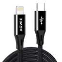 AGVEE 15ft 30W USB-C to Lightning Cable, Braided MFI PD Type-C to 8 Pin Charger Cord i-Phone Charging Wire, for iPad Pro iPhone 14 13 12 11 Pro Max, Case Friendly Black