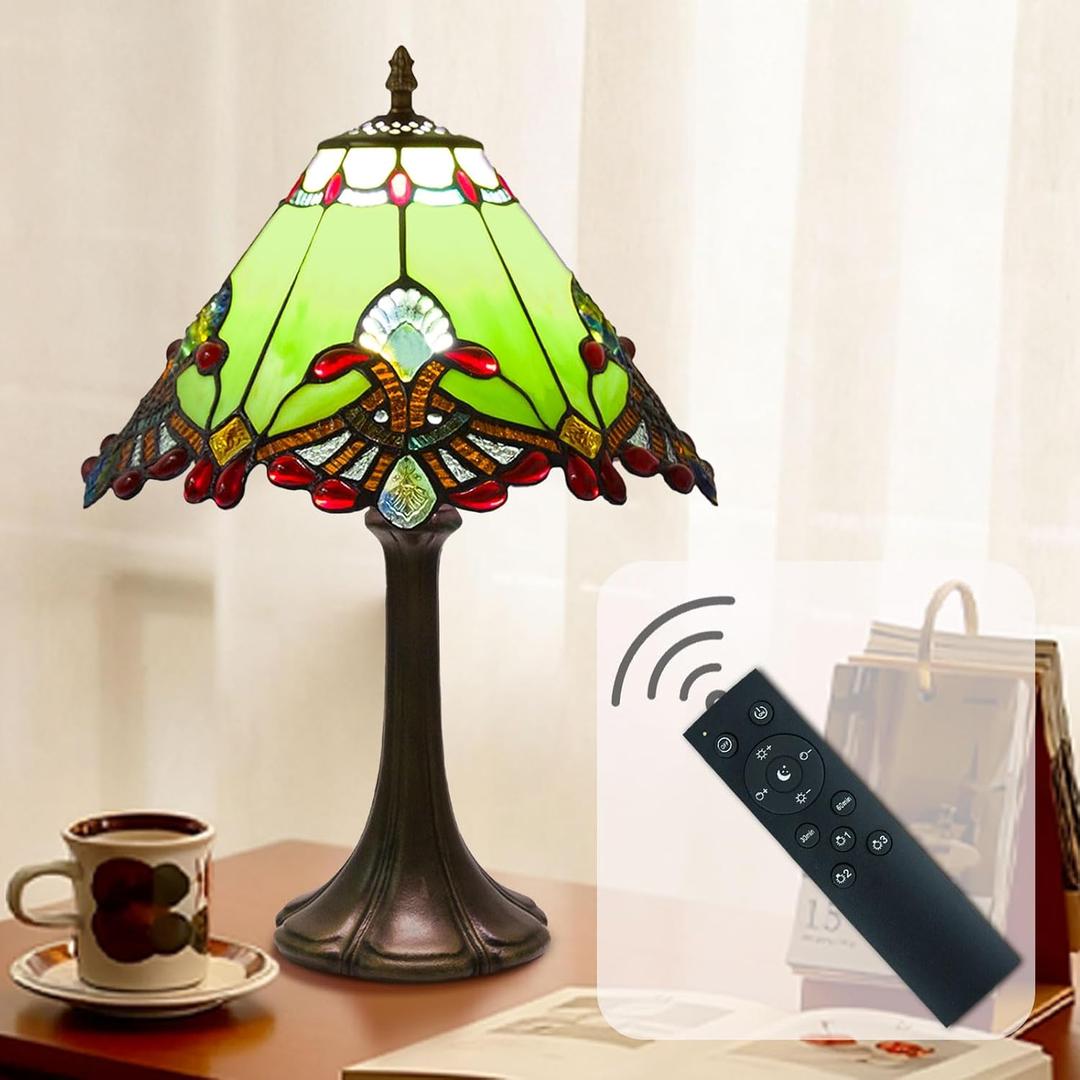 Tiffany Style Lamp,Green,Remote Brightness & Temp Control,12 Inch