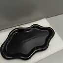 Ceramic Jewelry Tray Trinket Dish, Decorative Cloud Vanity Key Tray for Women, Ring Holder Dish, Cute Jewelry Plate Bowl Room Decor Aesthetic, Black, Large (10.2" x 6.3" x 0.6")