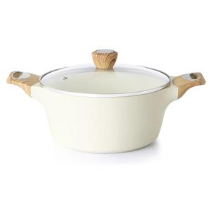 SENSARTE Ceramic Nonstick Stock Pot with Lid, 2.6/4.5/6.6/8.5 QT Soup Pot Casserole Pot, Non-toxic Healthy Pasta Pot, Large Cooking Pot Stew Pot, Induction Compatible, PFOA PFAS PTFE Free, White