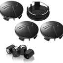 4 Pack Wheel Center Cover for Tesla Model 3 & Model Y/Model Y Juniper 2025,56mm Hubcaps Wheel Rim Cover Tesla Center Caps Hubcaps+4 Car Valve Stem Caps (Matte Black Background+Black Emblem)