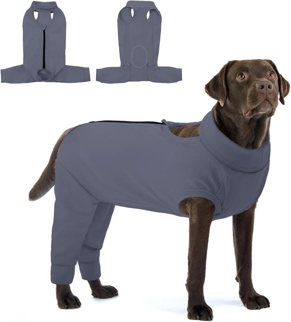 KOESON Dog Recovery Suit Hind Leg, Recovery Sleeve for Female Male Dogs, Pet Leg Sleeve to Stop Licking, Pet Rear Leg Wound Cover, Dog Spay Onesie for Wound Heal Care (XXX-Large, BlueGrey)
