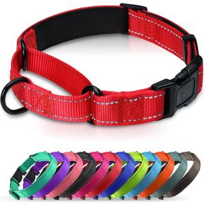 Martingale Collar for Dogs with Quick Release Buckle, Reflective Soft Padded & Escape Proof, Adjustable Nylon Dog Collars for Training & Daily Walking (Red,M)