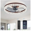 LEDIARY 20" Modern Ceiling Fans with Lights and Remote, Dimmable Low Profile Ceiling Fan, Flush Mount Ceiling Fan, Stepless Color Temperature Change and 6 Speeds - BrownAmazon's Choice