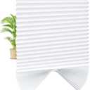 UrMoon 4 Packs Temporary Pleated Shades for Windows Thicken Paper Pleated Blinds with Suction Cup No Drill Free Cut Size Fabric Shades for Door and Home, 90% Blackout White, 36" W x 70" H